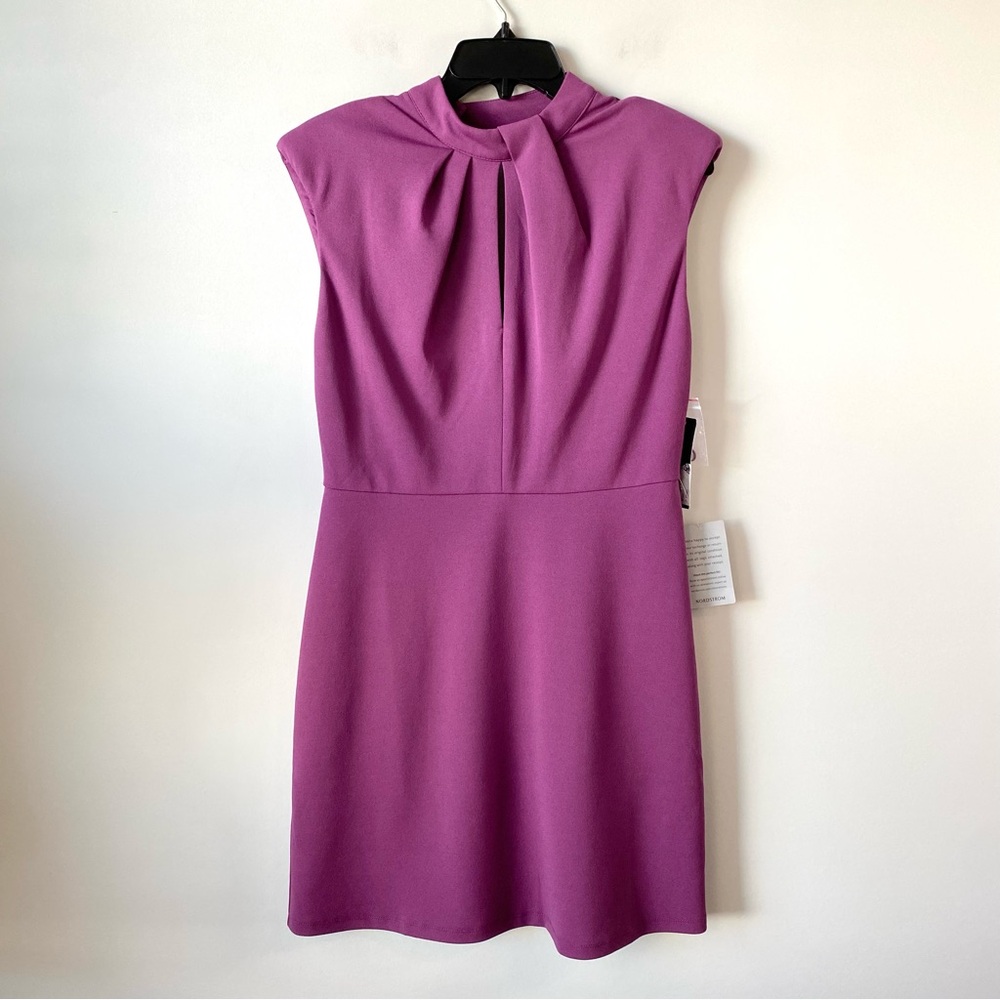 Donna Morgan Twist Neck Sheath Dress Grape Kiss‎ 4